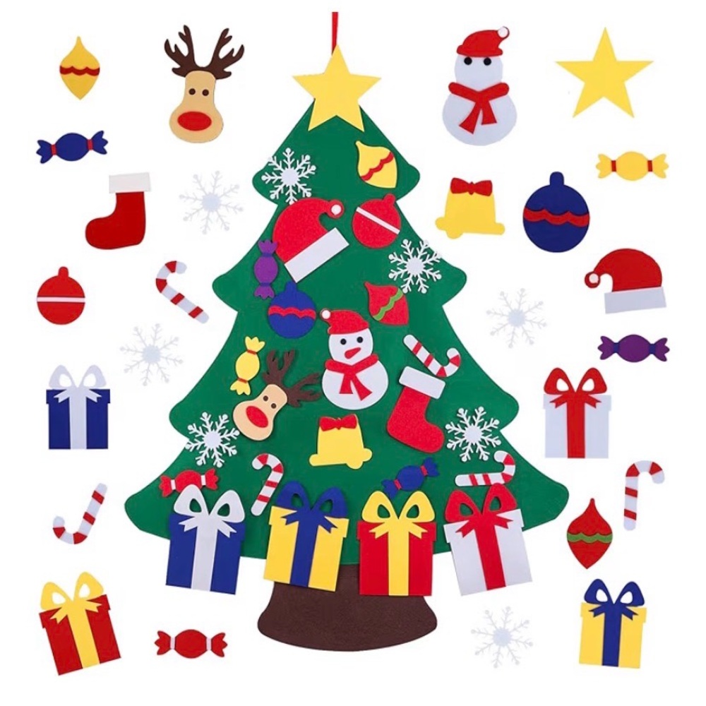 Christmas Felt Tree Set with detachable ornament -24 pcs